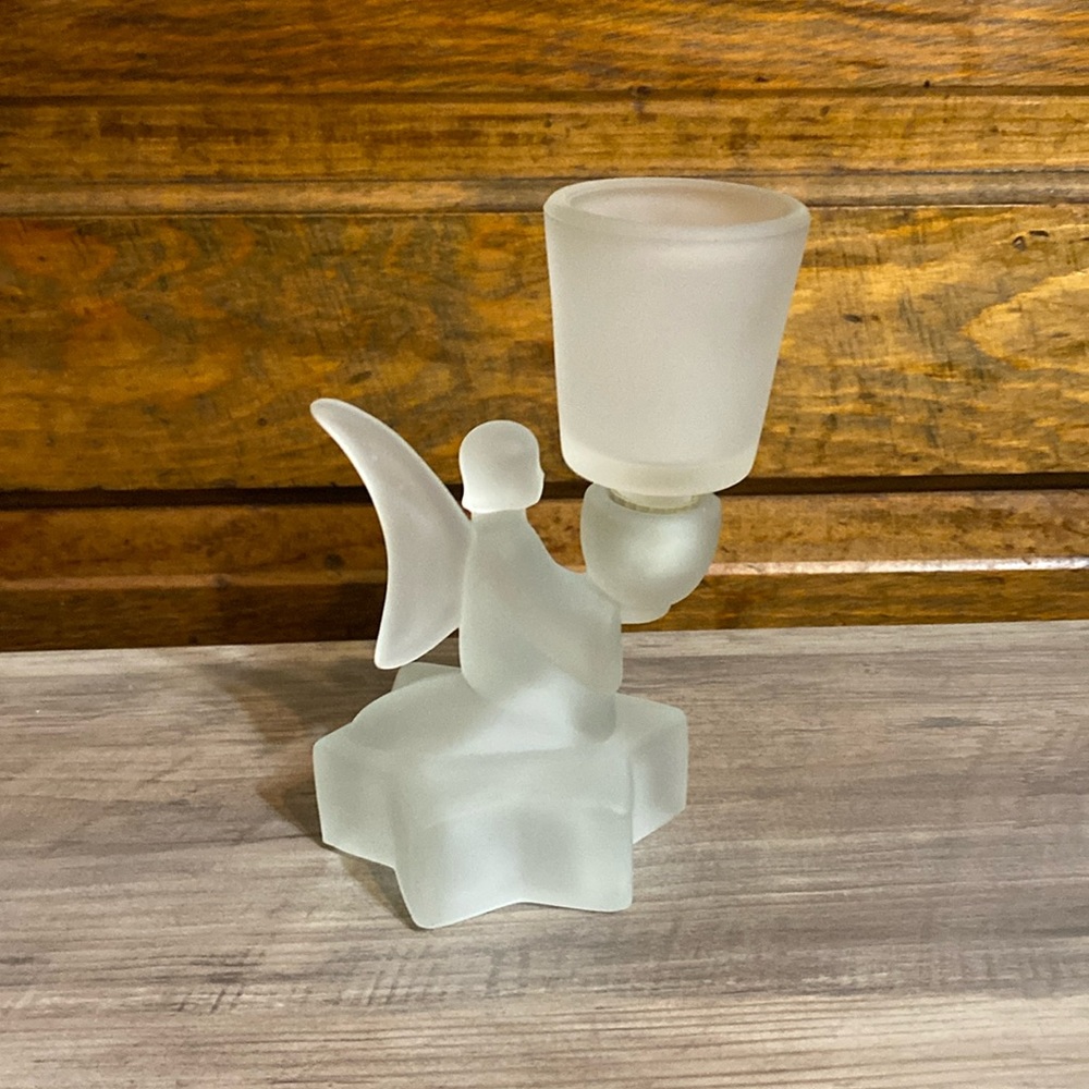 Vintage L.E.Smith frosted glass Candle Holder